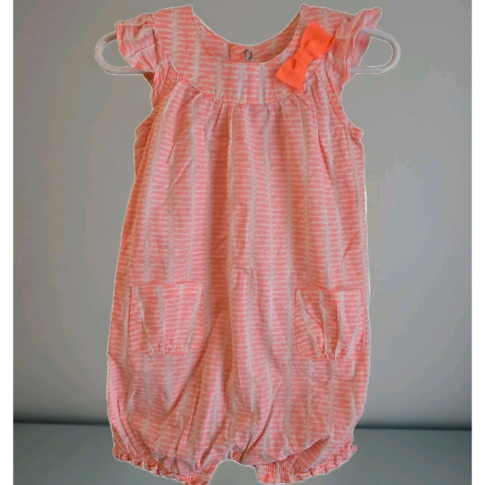 Carters Flower Bow‎ Pink Bubble Romper Girls 24 Months EUC